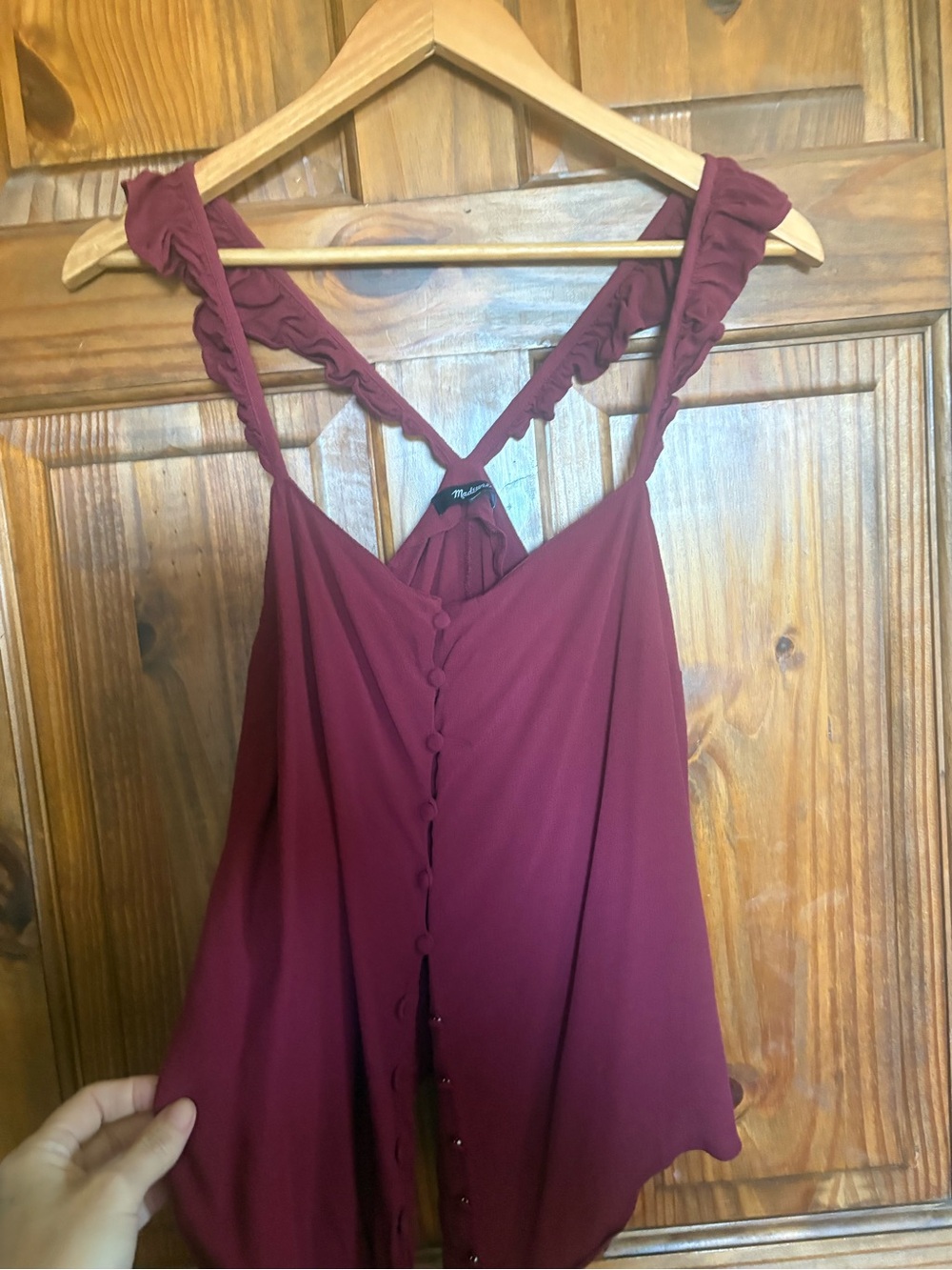Madewell Burgundy Button-Front Camisole with Braided Straps